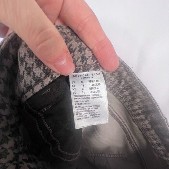 American Eagle Gray Houndstooth Curvy Super Hi-Rise Jegging Jean Size 10 - Picture 8 of 9
